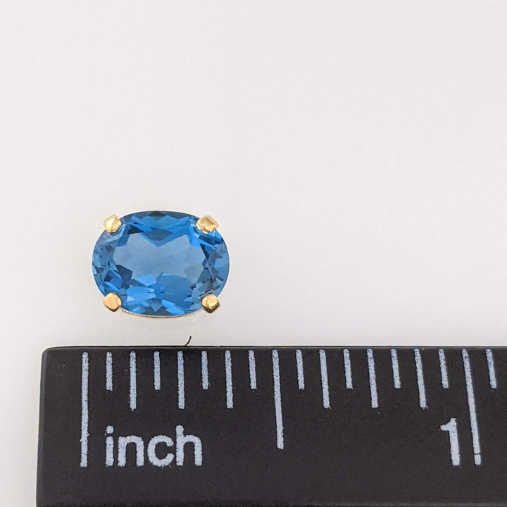 14L LONDON BLUE TOPAZ OVAL 7X9 ESTATE STUD EARRINGS 1.7 GRAMS