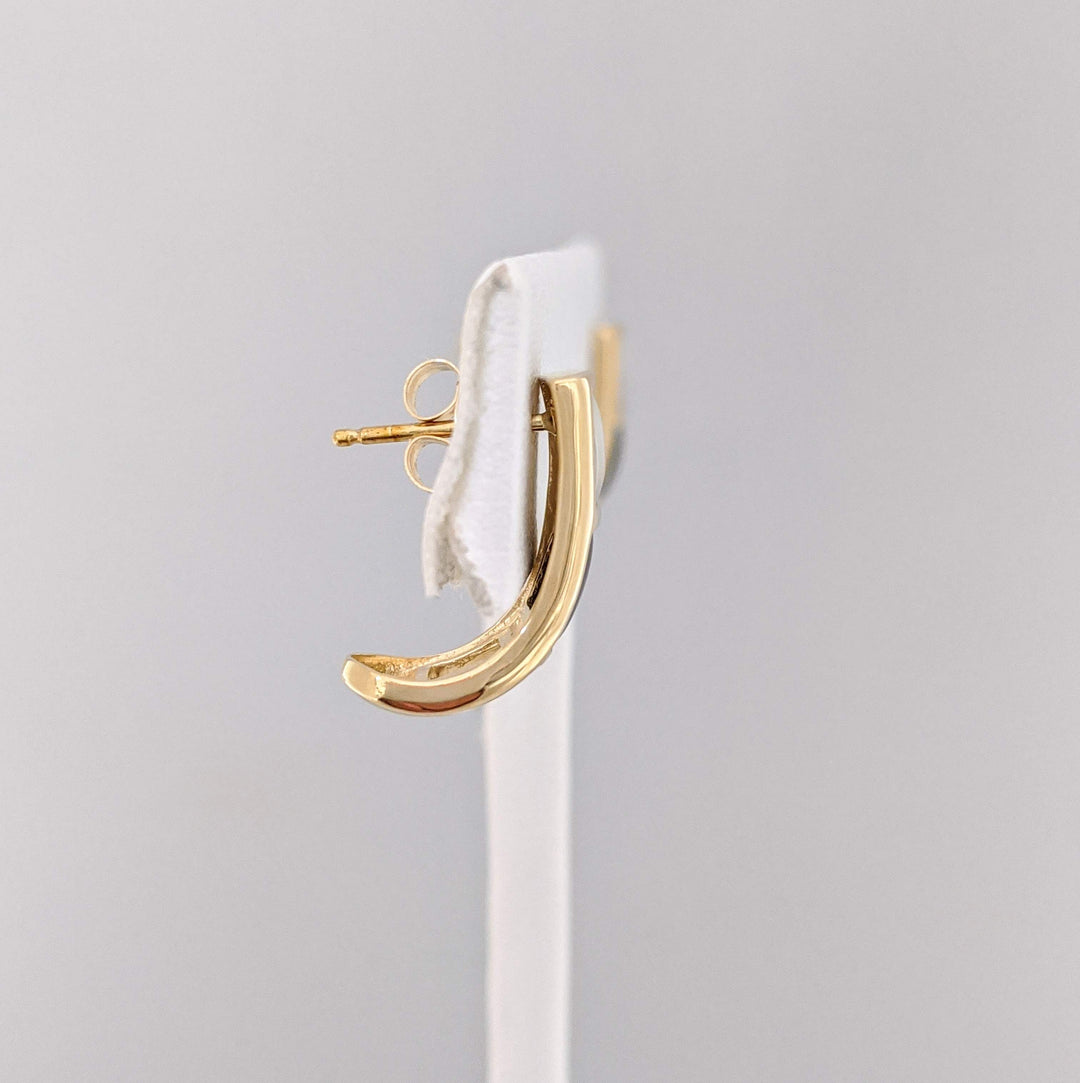 14K MOTHER OF PEARL /ONYX HALF HOOP ESTATE EARRINGS 2.6 GRAMS