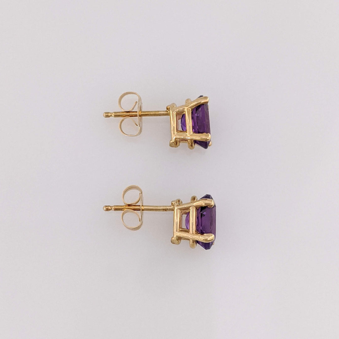 14K AMETHYST OVAL 5X7 ESTATE STUD EARRINGS 1.2 GRAMS