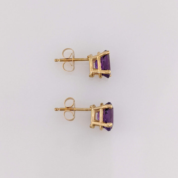 14K AMETHYST OVAL 5X7 ESTATE STUD EARRINGS 1.2 GRAMS