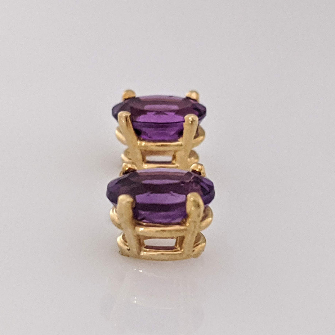 14K AMETHYST OVAL 5X7 ESTATE STUD EARRINGS 1.2 GRAMS