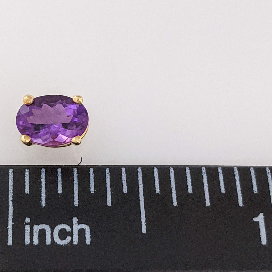 14K AMETHYST OVAL 5X7 ESTATE STUD EARRINGS 1.2 GRAMS