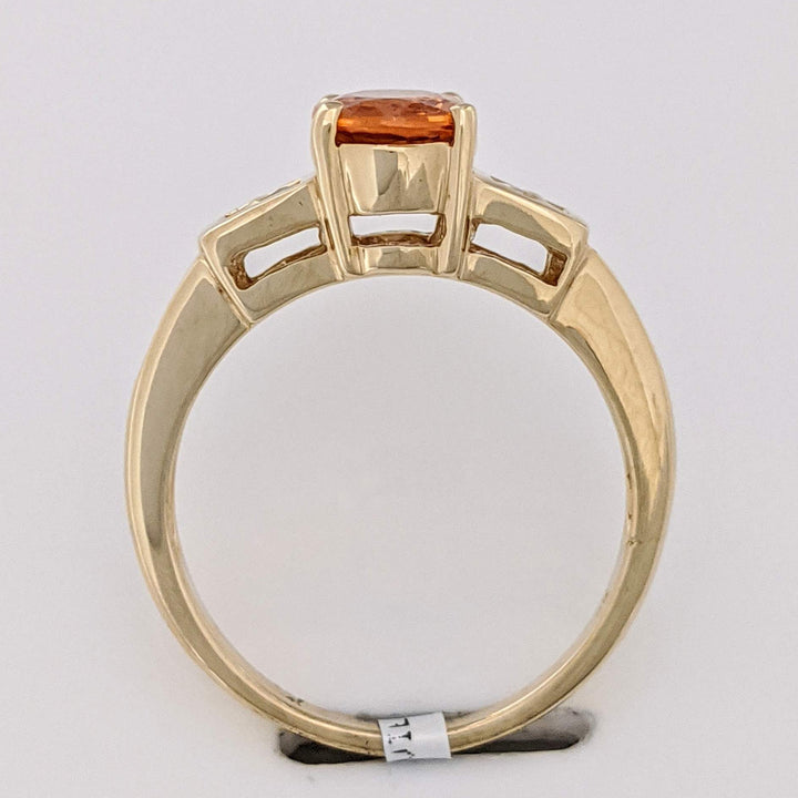 14K CITRINE OVAL 6X8 WITH .13 DIAMOND TOTAL WEIGHT (14) ROUND ESTATE RING 3.9 GRAMS