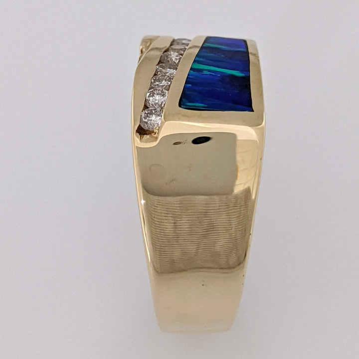 14K DOUBLET OPAL WITH .15 DIAMOND TOTAL WEIGHT (7) ESTATE BAND 8.1 GRAMS