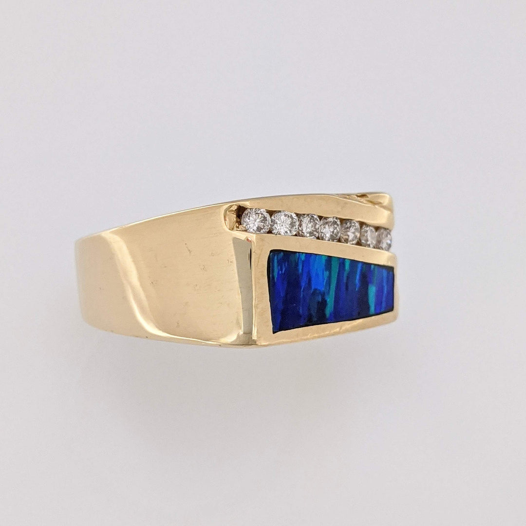14K DOUBLET OPAL WITH .15 DIAMOND TOTAL WEIGHT (7) ESTATE BAND 8.1 GRAMS