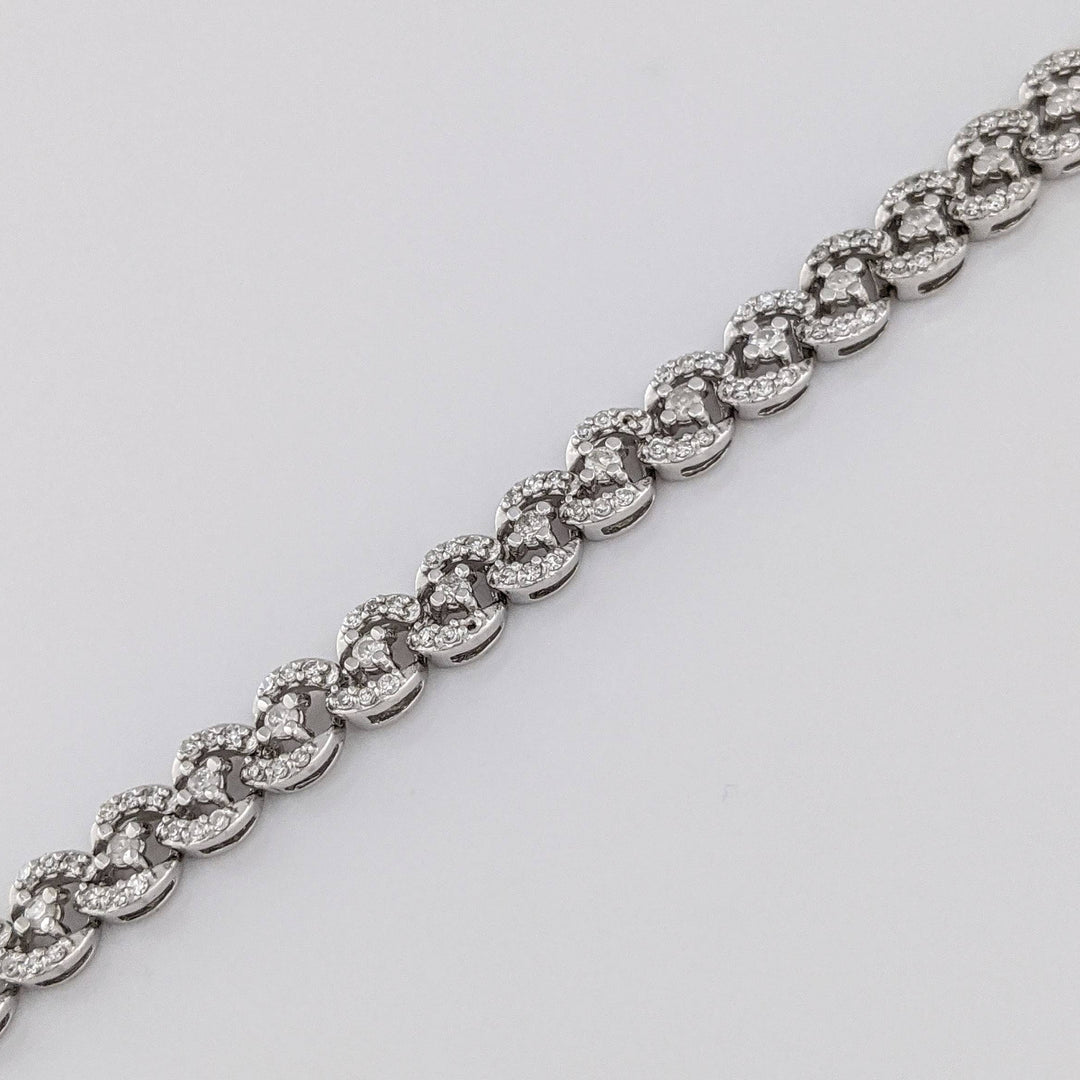 10K WHITE 2.00 CARAT TOTAL WEIGHT I1 I DIAMOND ROUND (343) ESTATE LINK BRACELET 7.1 GRAMS
