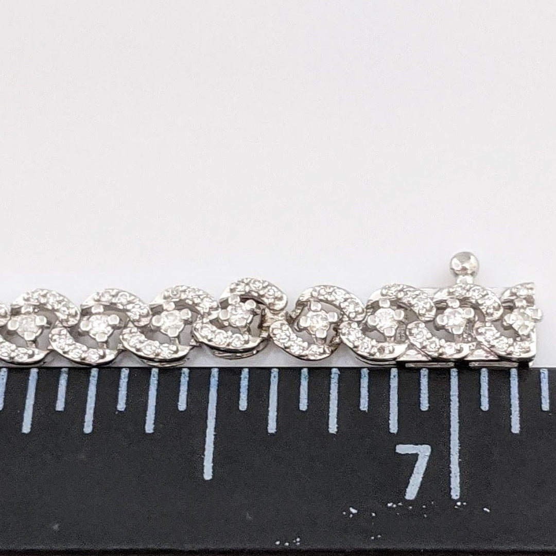 10K WHITE 2.00 CARAT TOTAL WEIGHT I1 I DIAMOND ROUND (343) ESTATE LINK BRACELET 7.1 GRAMS