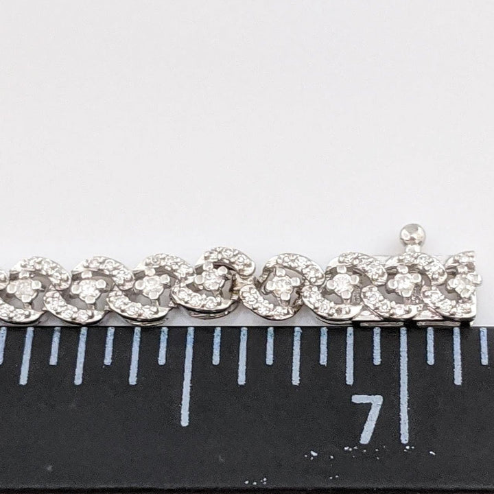 10K WHITE 2.00 CARAT TOTAL WEIGHT I1 I DIAMOND ROUND (343) ESTATE LINK BRACELET 7.1 GRAMS