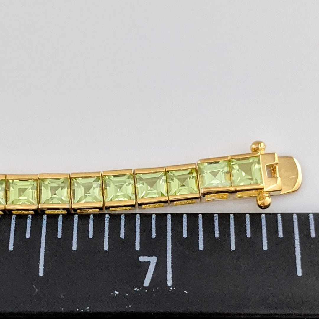 14K GARNET, BLUE TOPAZ, AMETHYST, CITRINE, PERIDOT 3MM PRINCESS CUT ESTATE BRACELET 9.2 GRAMS
