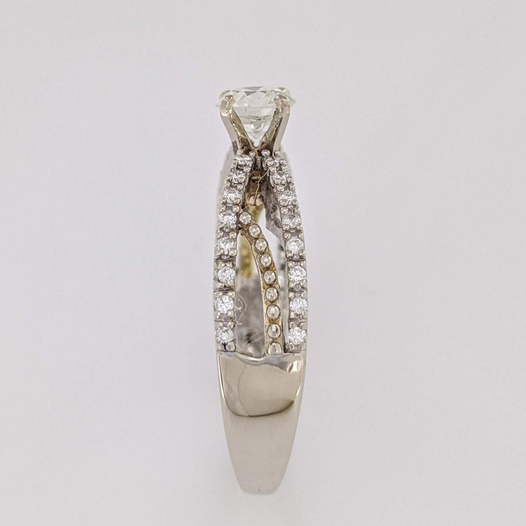 10K TWO-TONE .47 CARAT TOTAL DIAMOND ROUND VVS K WITH (32) MELEE ESTATE RING 3.4 GRAMS