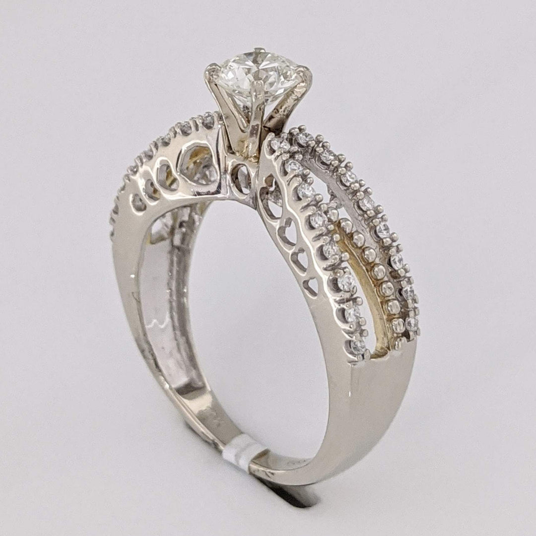 10K TWO-TONE .47 CARAT TOTAL DIAMOND ROUND VVS K WITH (32) MELEE ESTATE RING 3.4 GRAMS