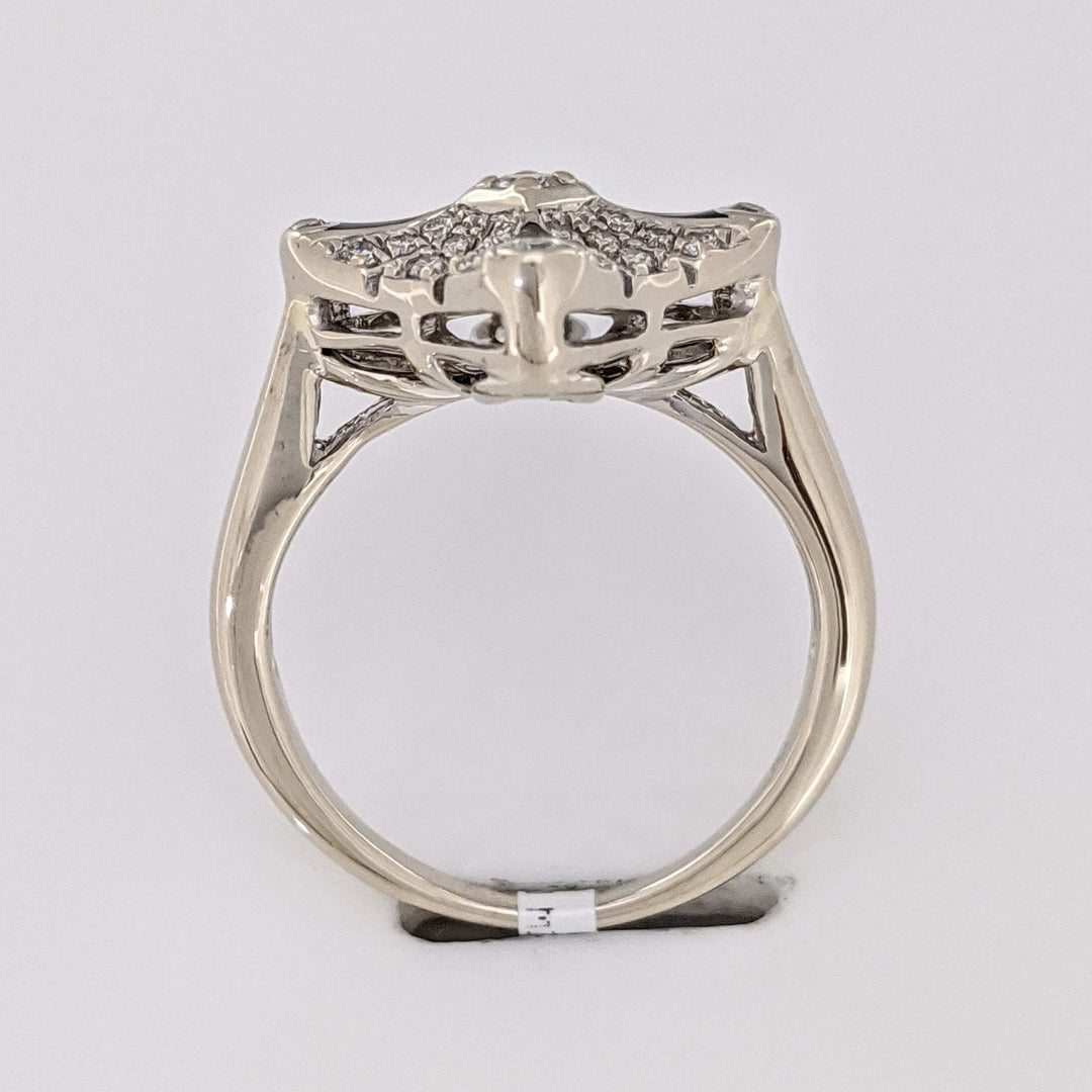 14K WHITE .42 CARAT TOTAL WEIGHT I1 I DIAMOND ROUND (37) SQUARE TOP ESTATE RING 4.2 GRAMS