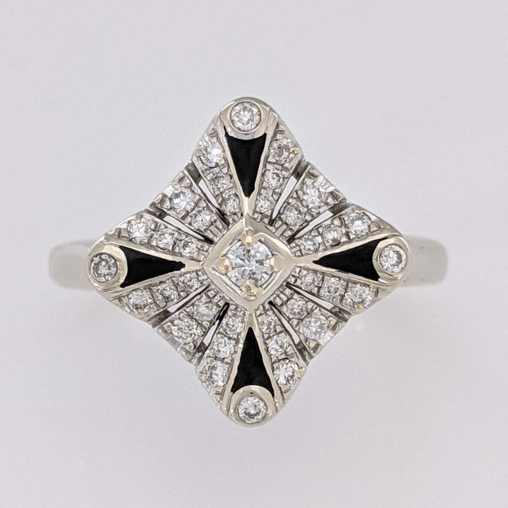 14K WHITE .42 CARAT TOTAL WEIGHT I1 I DIAMOND ROUND (37) SQUARE TOP ESTATE RING 4.2 GRAMS