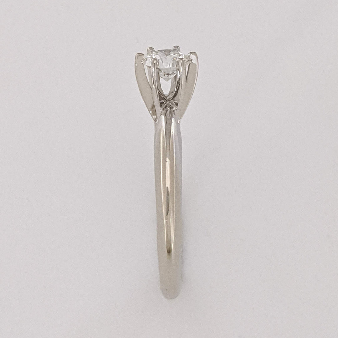 14K WHITE .39 CARAT TOTAL SI1 H DIAMOND ROUND 6 PRONG ESTATE SOLITAIRE RING 2.6 GRAMS