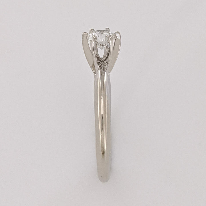 14K WHITE .39 CARAT TOTAL SI1 H DIAMOND ROUND 6 PRONG ESTATE SOLITAIRE RING 2.6 GRAMS