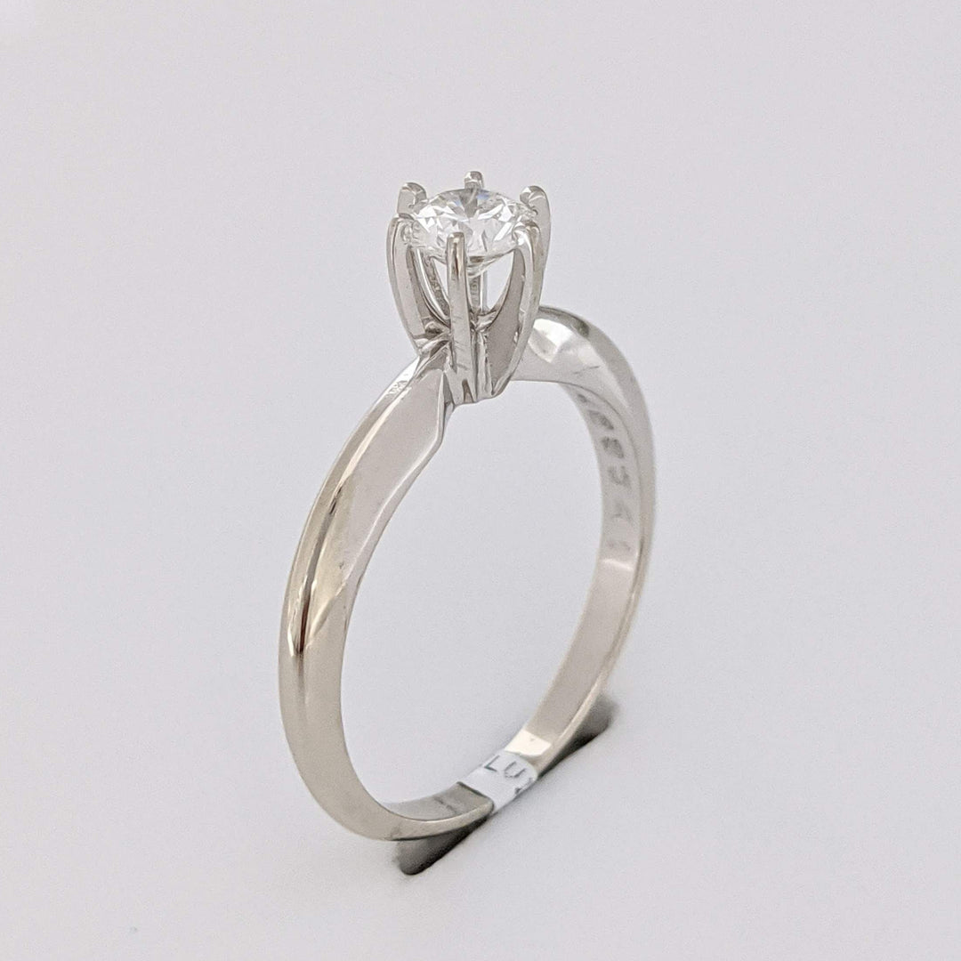 14K WHITE .39 CARAT TOTAL SI1 H DIAMOND ROUND 6 PRONG ESTATE SOLITAIRE RING 2.6 GRAMS