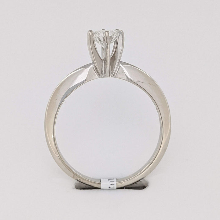 14K WHITE .39 CARAT TOTAL SI1 H DIAMOND ROUND 6 PRONG ESTATE SOLITAIRE RING 2.6 GRAMS