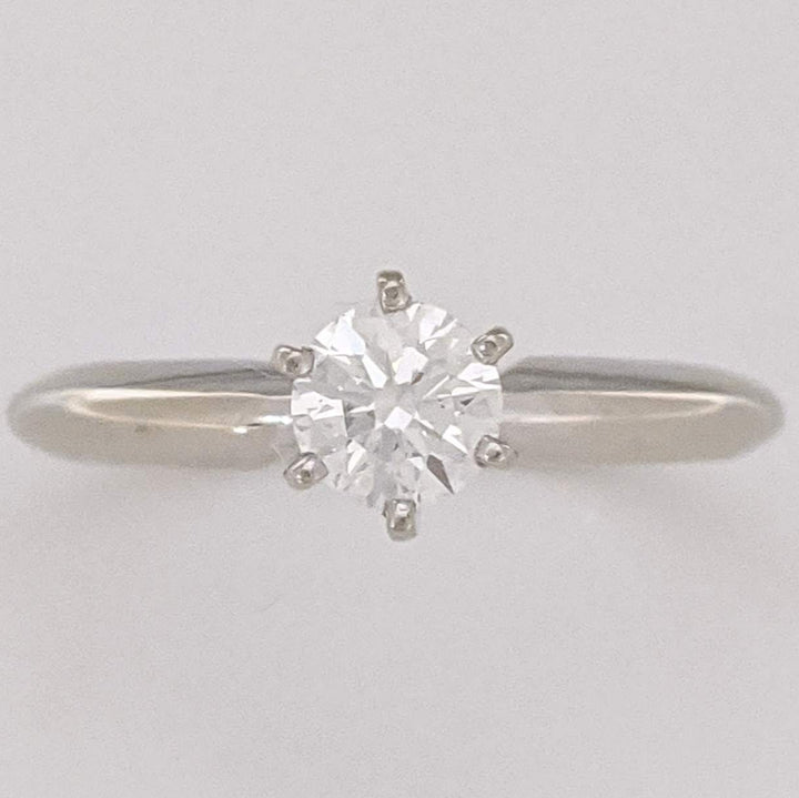 14K WHITE .39 CARAT TOTAL SI1 H DIAMOND ROUND 6 PRONG ESTATE SOLITAIRE RING 2.6 GRAMS