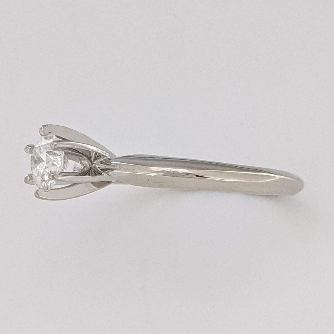 14K WHITE .39 CARAT TOTAL SI1 H DIAMOND ROUND 6 PRONG ESTATE SOLITAIRE RING 2.6 GRAMS