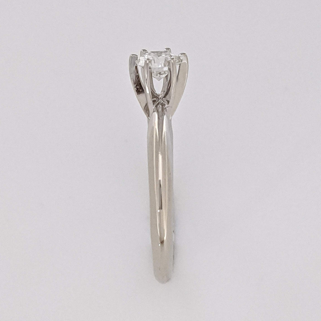 14K WHITE .39 CARAT TOTAL SI1 H DIAMOND ROUND 6 PRONG ESTATE SOLITAIRE RING 2.6 GRAMS