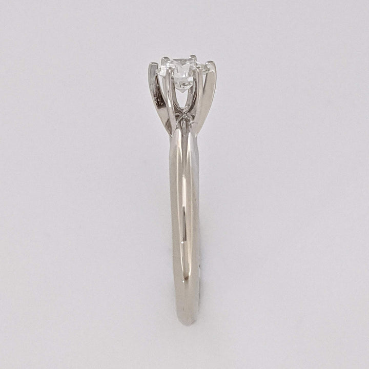14K WHITE .39 CARAT TOTAL SI1 H DIAMOND ROUND 6 PRONG ESTATE SOLITAIRE RING 2.6 GRAMS