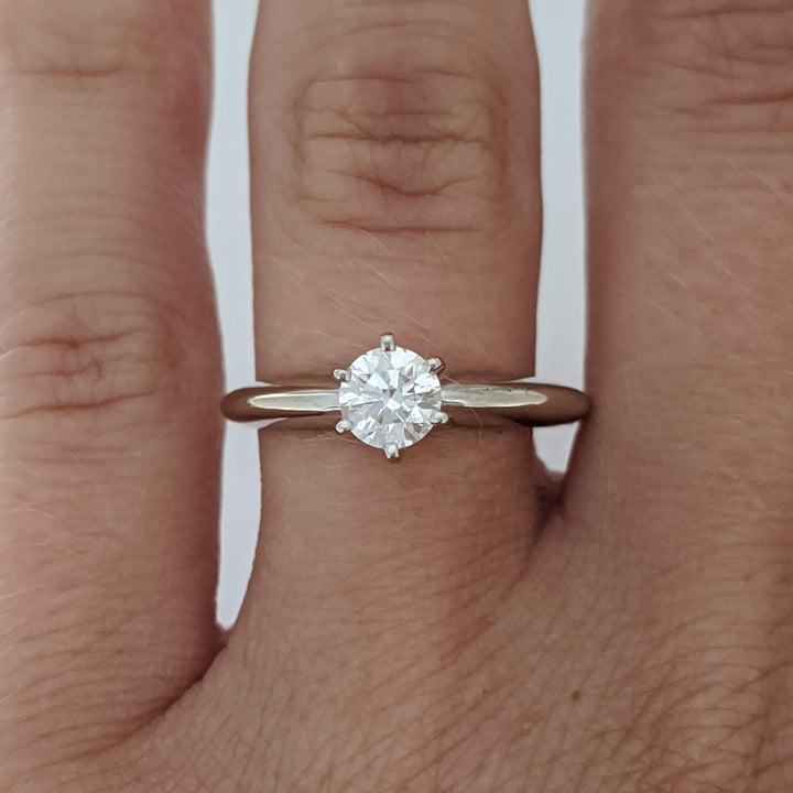 14K WHITE .39 CARAT TOTAL SI1 H DIAMOND ROUND 6 PRONG ESTATE SOLITAIRE RING 2.6 GRAMS