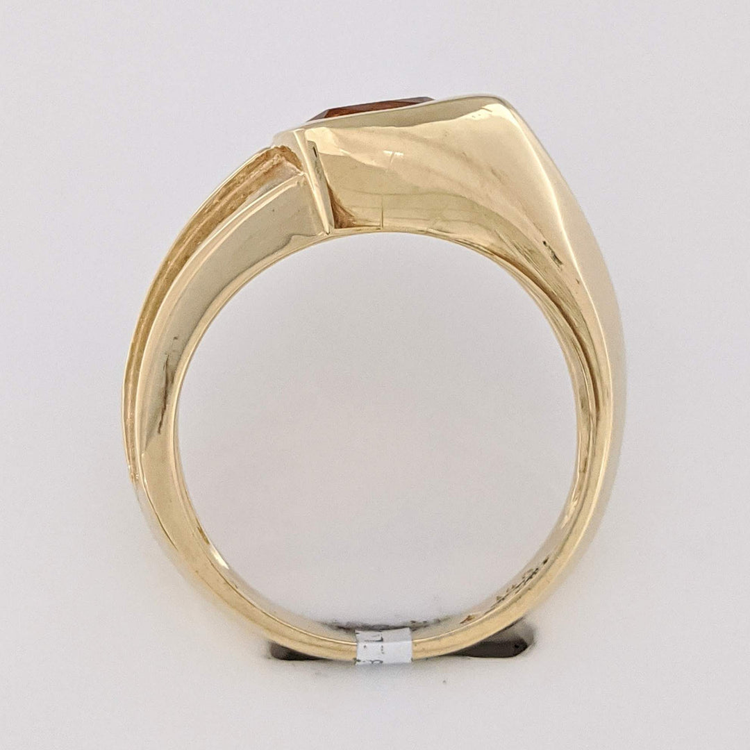 14K CITRINE TRILLION CUT 8MM BEZEL WITH (5) MELEE ESTATE RING 6.6 GRAMS