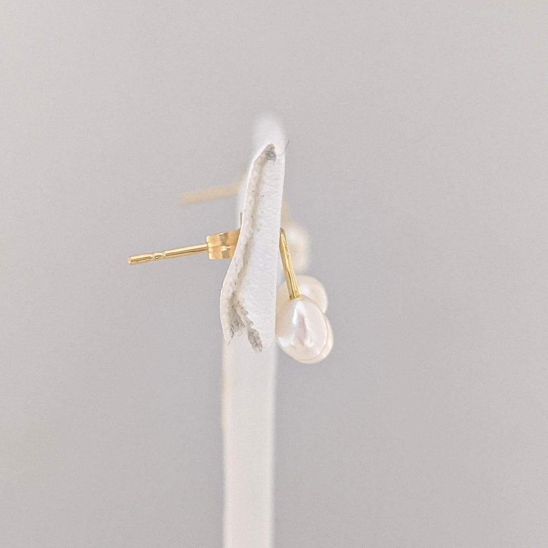 14K RICE PEARL (6) THREE-LINE ESTATE EARRINGS 0.8 GRAMS