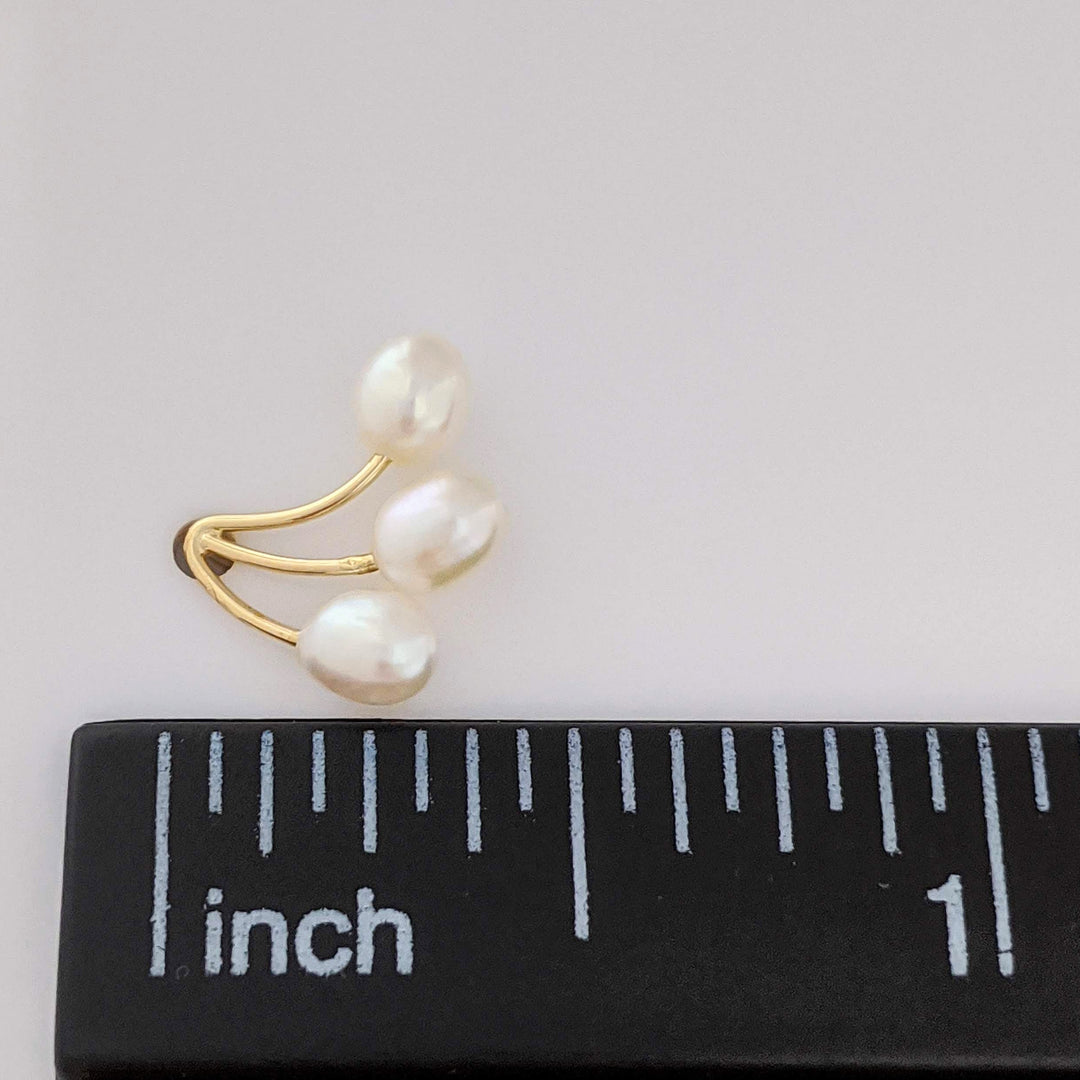 14K RICE PEARL (6) THREE-LINE ESTATE EARRINGS 0.8 GRAMS