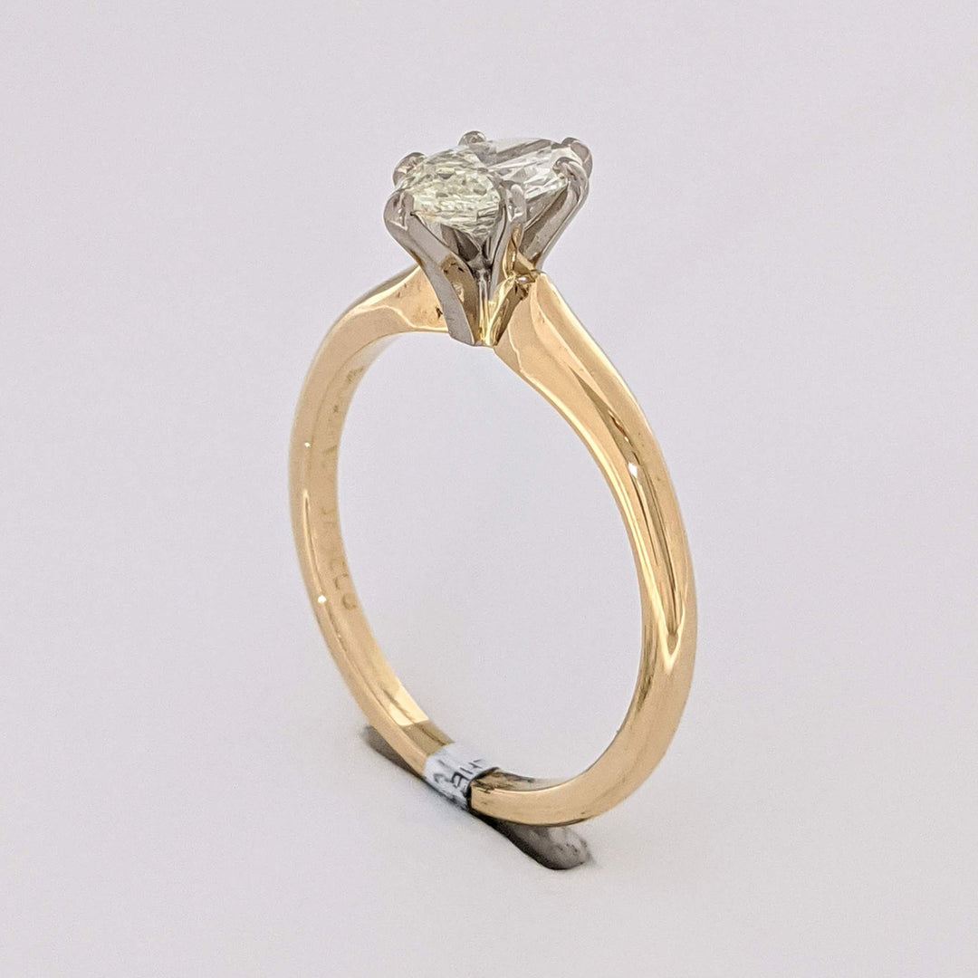 18K .89 CARAT TOTAL SI2 L DIAMOND MARQUISE ESTATE SOLITAIRE RING 4.0 GRAMS