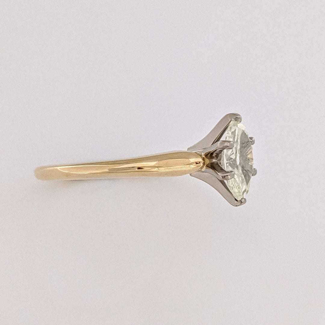 18K .89 CARAT TOTAL SI2 L DIAMOND MARQUISE ESTATE SOLITAIRE RING 4.0 GRAMS