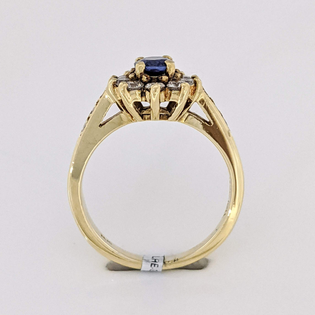 18K SAPPHIRE OVAL 4.5X5.6 "AA" WITH (16) MELEE ESTATE RING 5.2 GRAMS