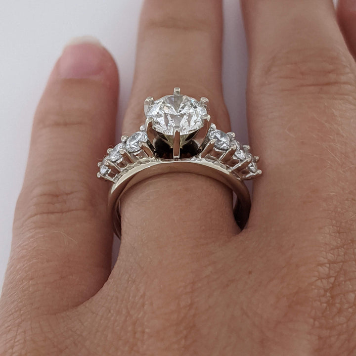 14K WHITE 2.28 CARAT TOTAL WEIGHT I1 I DIAMOND ROUND (7) ESTATE RING/ WRAP SET 5.9 GRAMS