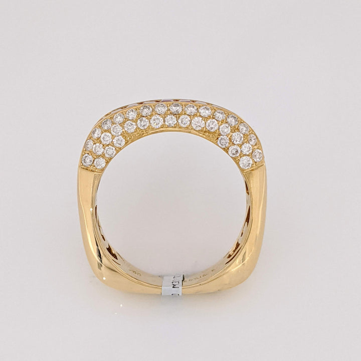18K RUBY BAGUETTE (14) 2X4 WITH .75 DIAMOND TOTAL WEIGHT (70) SI1 G ROUND ESTATE RING 8.5 GRAMS