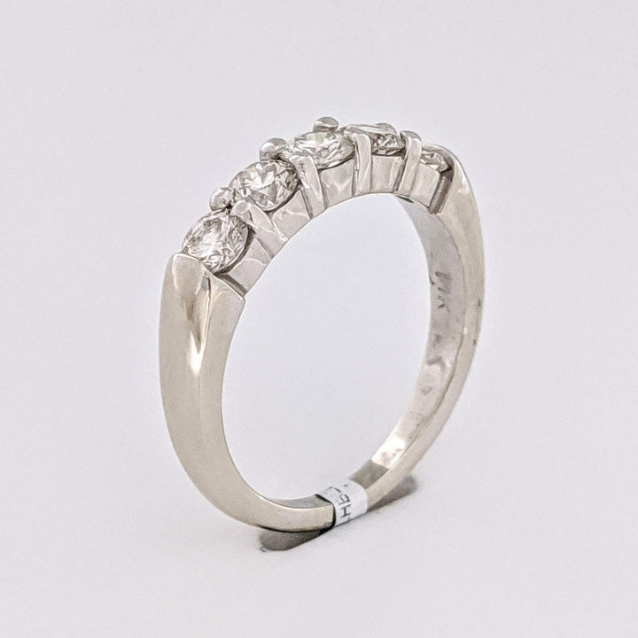 14K WHITE .98 CARAT TOTAL WEIGHT VS K DIAMOND ROUND (5) ESTATE PRONG BAND 4.4 GRAMS
