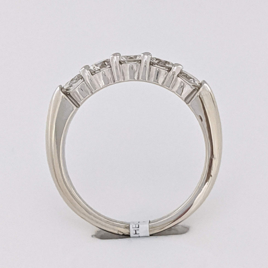 14K WHITE .98 CARAT TOTAL WEIGHT VS K DIAMOND ROUND (5) ESTATE PRONG BAND 4.4 GRAMS
