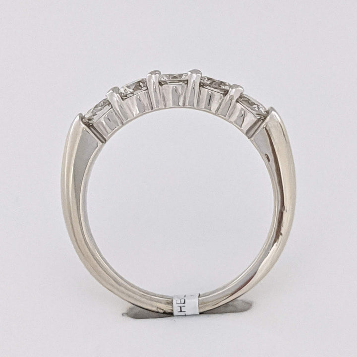 14K WHITE .98 CARAT TOTAL WEIGHT VS K DIAMOND ROUND (5) ESTATE PRONG BAND 4.4 GRAMS