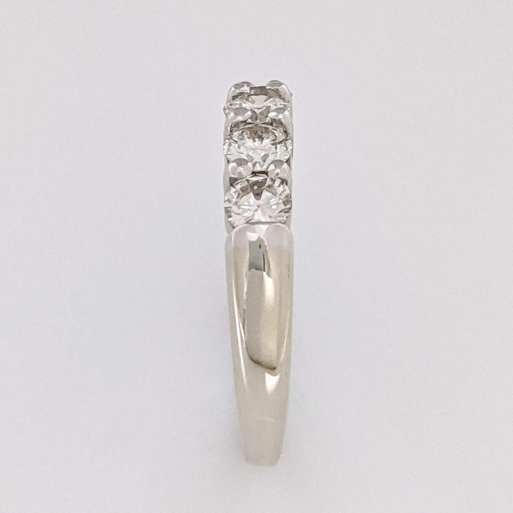 14K WHITE .98 CARAT TOTAL WEIGHT VS K DIAMOND ROUND (5) ESTATE PRONG BAND 4.4 GRAMS