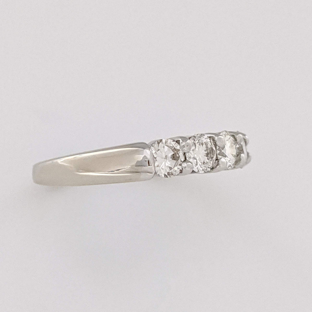 14K WHITE .98 CARAT TOTAL WEIGHT VS K DIAMOND ROUND (5) ESTATE PRONG BAND 4.4 GRAMS