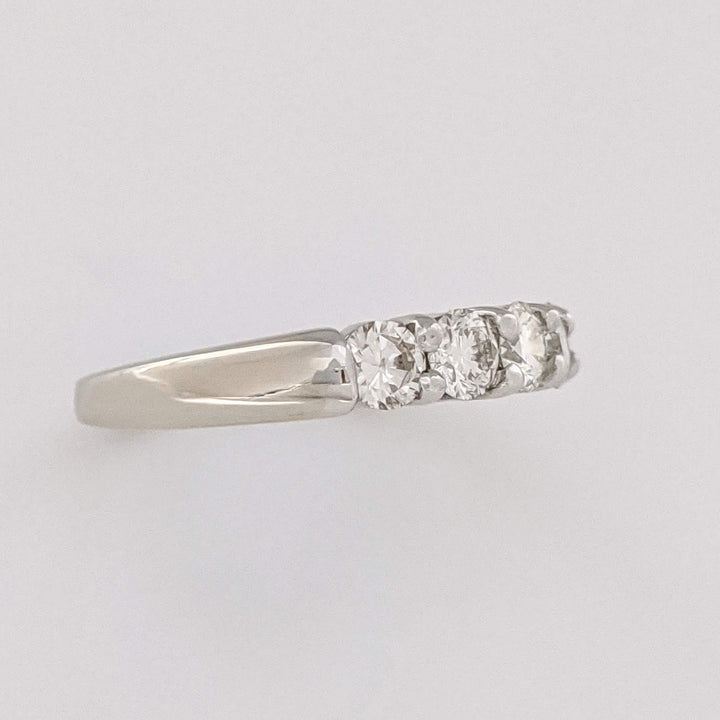 14K WHITE .98 CARAT TOTAL WEIGHT VS K DIAMOND ROUND (5) ESTATE PRONG BAND 4.4 GRAMS