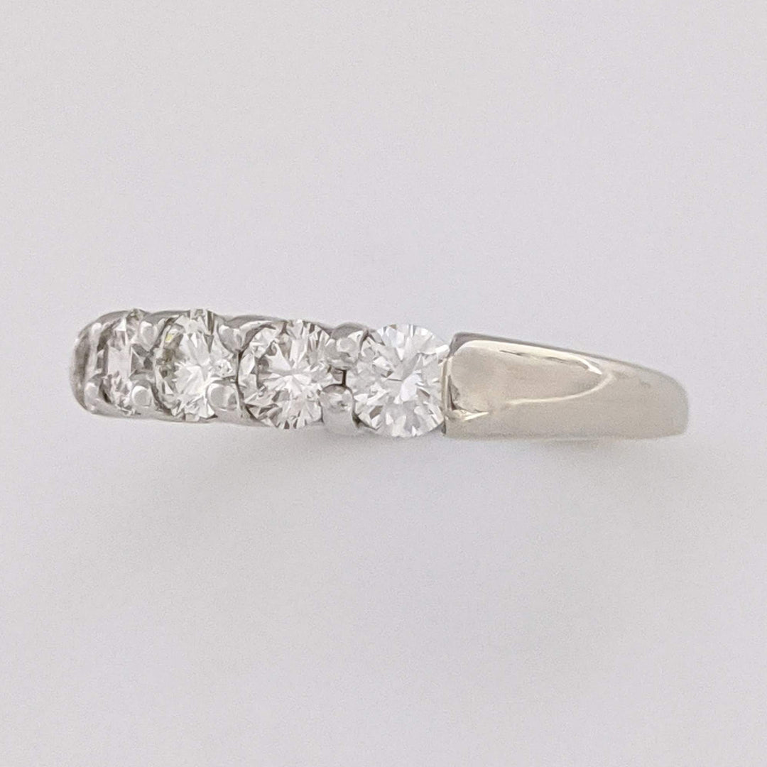 14K WHITE .98 CARAT TOTAL WEIGHT VS K DIAMOND ROUND (5) ESTATE PRONG BAND 4.4 GRAMS