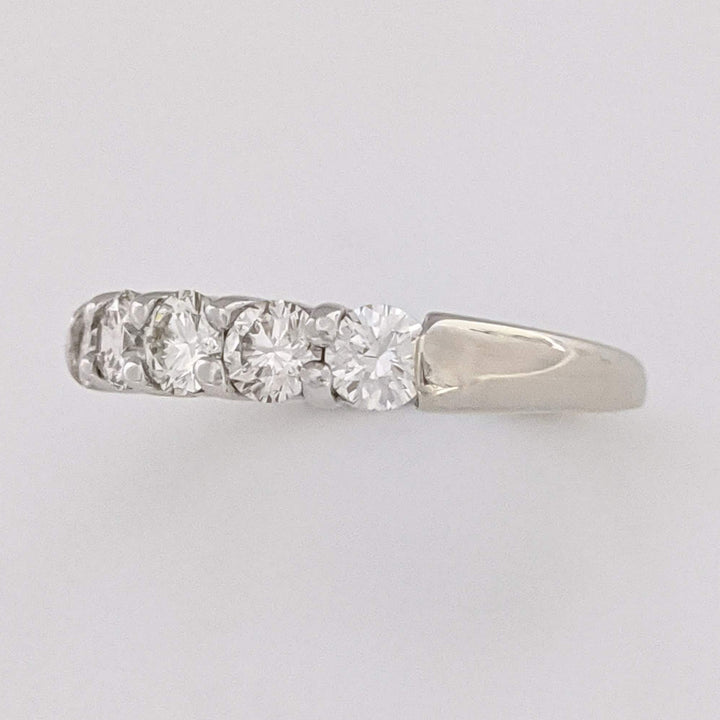 14K WHITE .98 CARAT TOTAL WEIGHT VS K DIAMOND ROUND (5) ESTATE PRONG BAND 4.4 GRAMS