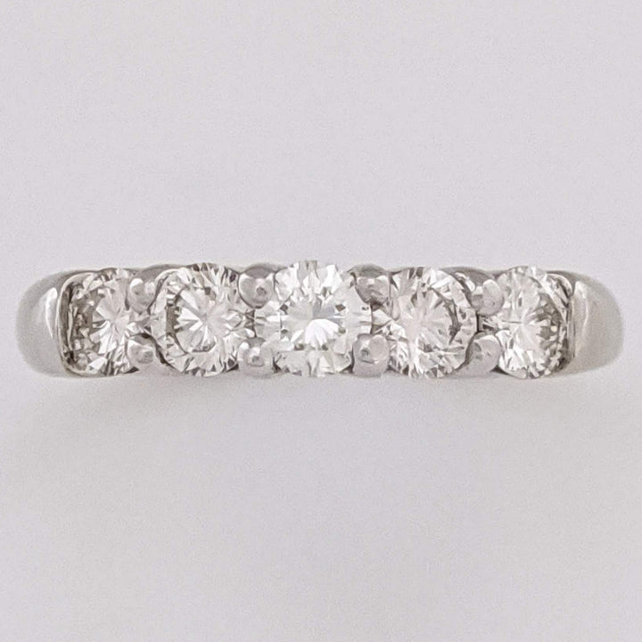 14K WHITE .98 CARAT TOTAL WEIGHT VS K DIAMOND ROUND (5) ESTATE PRONG BAND 4.4 GRAMS