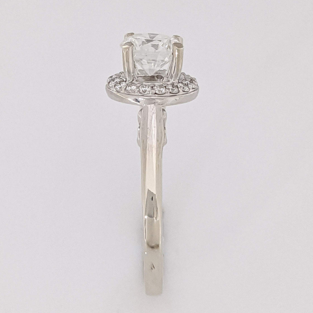 14K WHITE 1.40 CARAT TOTAL WEIGHT VS2 H DIAMOND ROUND (19) ESTATE HALO RING 4.3 GRAMS