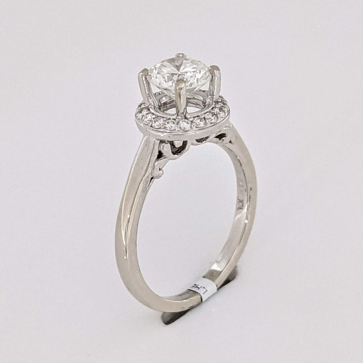 14K WHITE 1.40 CARAT TOTAL WEIGHT VS2 H DIAMOND ROUND (19) ESTATE HALO RING 4.3 GRAMS