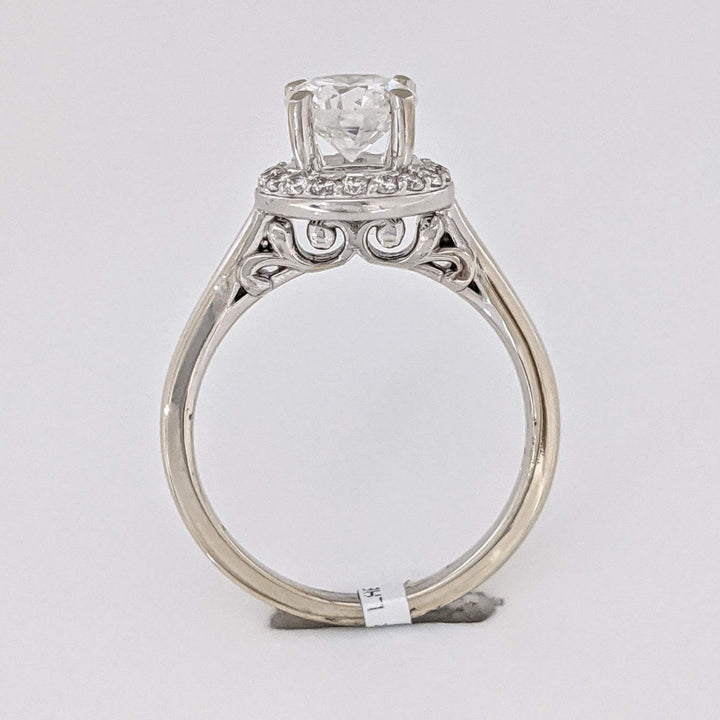 14K WHITE 1.40 CARAT TOTAL WEIGHT VS2 H DIAMOND ROUND (19) ESTATE HALO RING 4.3 GRAMS