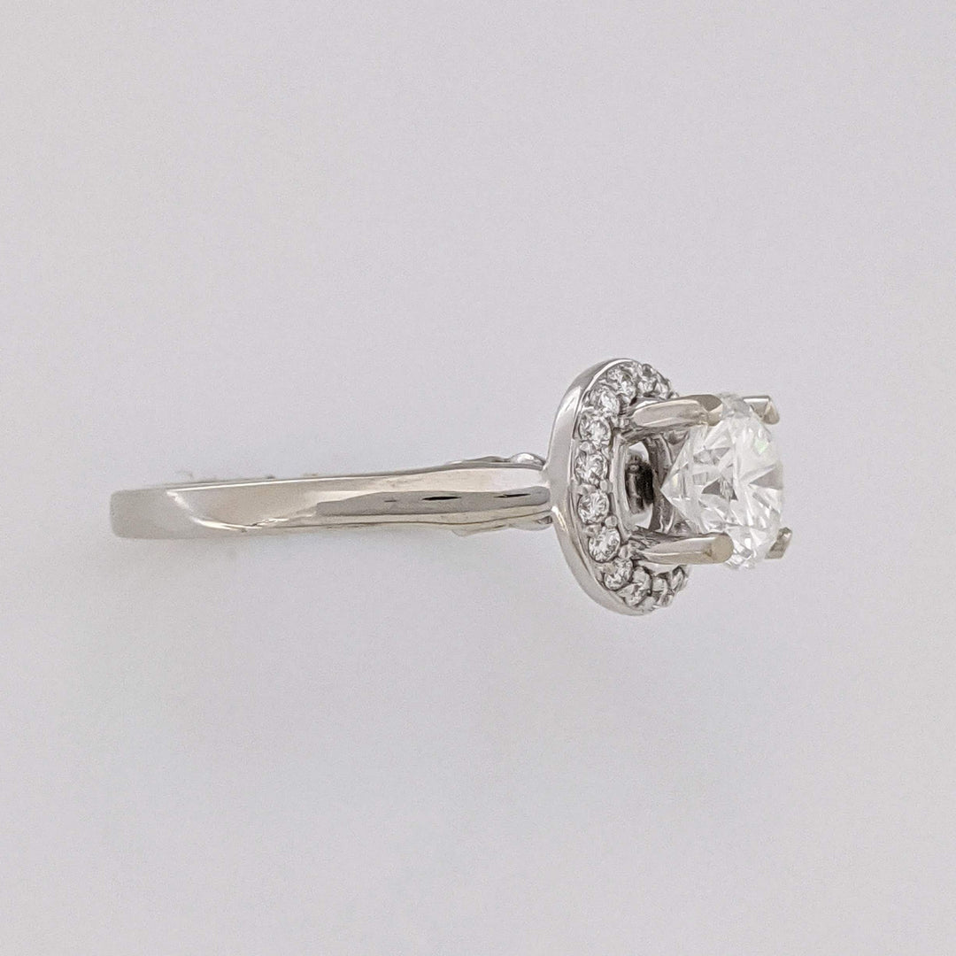 14K WHITE 1.40 CARAT TOTAL WEIGHT VS2 H DIAMOND ROUND (19) ESTATE HALO RING 4.3 GRAMS