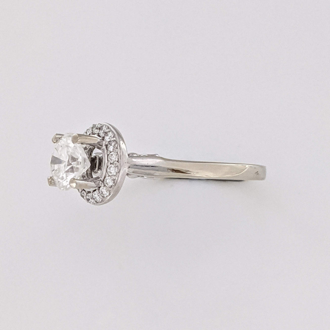 14K WHITE 1.40 CARAT TOTAL WEIGHT VS2 H DIAMOND ROUND (19) ESTATE HALO RING 4.3 GRAMS