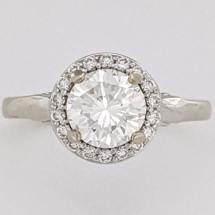 14K WHITE 1.40 CARAT TOTAL WEIGHT VS2 H DIAMOND ROUND (19) ESTATE HALO RING 4.3 GRAMS