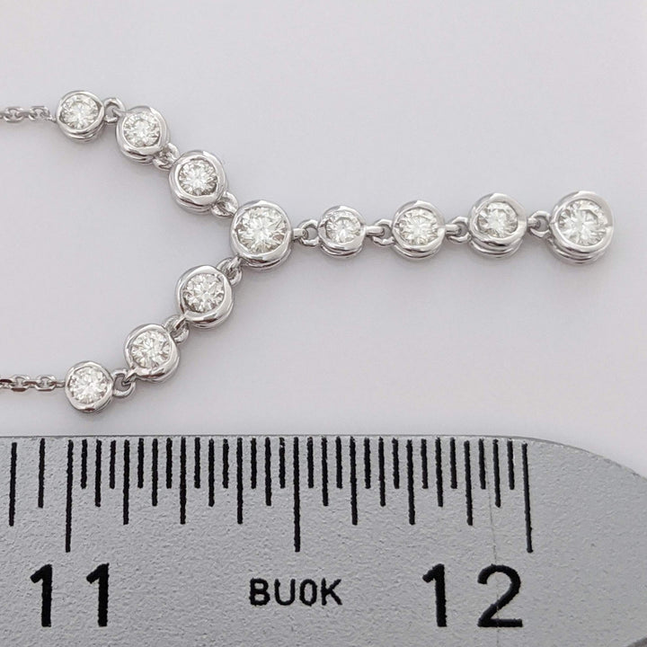 14K WHITE .46 CARAT TOTAL WEIGHT SI1-SI2 J DIAMOND ROUND (11) BEZEL ESTATE NECKLACE 3.8 GRAMS